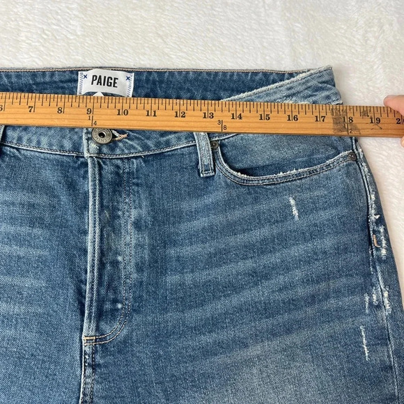 Paige sz 32 Hoxton Ankle Peg Distressed Button Fly Straight Leg Low Stretch EUC - Picture 12 of 12